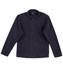 A navy blue polar fleece jacket with a full zip, featuring side pockets and a round collar. It has a logo.
