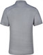 A grey men's polo shirt with a stylish design, featuring a collar and short sleeves. It has a logo present.