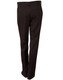 Brown permanent press slacks with a straight leg, featuring back pockets and a logo on the waistband.