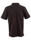 A black men's polo shirt with a classic collar and short sleeves, featuring a logo on the back.
