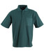 A green pocket short sleeve polo shirt with a four-button placket and a chest pocket. It has a logo on the front.