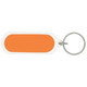 An oval acrylic keychain in an orange hue, featuring a silver keyring and a simple design.