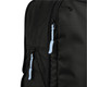 A black packing cube with blue zipper pulls, showcasing a close-up of the zippered compartment.