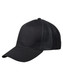 A black Premium Cotton Twill Trucker Cap with a mesh back and logo detail.