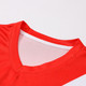A red and white unisex polyester football jersey featuring a V-neck design and a subtle logo.