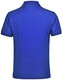 A blue unisex polo shirt featuring a classic collar and short sleeves, with a logo present.