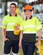 A unisex safety polo shirt featuring fluorescent yellow and dark grey segments, with reflective stripes. Includes a logo.