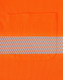 An orange long-sleeve polo shirt featuring a reflective striped band and a pocket.