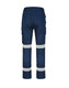 Unisex navy cotton stretch ripstop segmented work pants with reflective striping and multiple pockets.