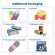A collection of packaging designs, including colourful boxes, envelopes, and displays for socks.