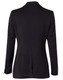 A mid-length women's black jacket with two buttons and long sleeves, featuring a fitted design and back seam detailing.