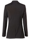 A women's mid-length jacket in black, featuring a tailored fit and a back vent. Includes button details on the sleeves.