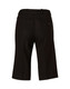 Back view of women's knee-length black dress shorts in poly/viscose stretch, featuring a button and pocket detail.