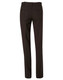 Women's low rise pants in dark brown poly/viscose stretch, featuring a tailored design with back pockets and belt loops.