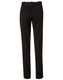 A pair of women's low rise pants in black, made from poly/viscose stretch, featuring a fitted design and back pockets.