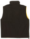 A unisex reversible vest in black with a yellow interior, featuring a high collar and no sleeves.