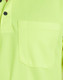 A vibrant yellow-green short-sleeve polo shirt featuring a pocket and a subtle textured design. It has a logo.