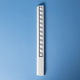 A white 30cm popper ruler featuring multiple poppers along its length, set against a blue background.
