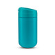 A drink bottle in a vibrant teal colour with a secure lid and a smooth, minimalist design. It features a logo.