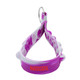 A purple and white Popper Stress Reliever Key Chain with a circular design and a metal keyring.