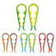 A set of multi-purpose jar openers in various colours including green, orange, blue, and red, featuring grip designs.