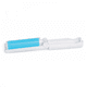 A lint remover with a white handle and a blue adhesive roller. It features a compact design and has a logo.