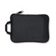 A black zippered pouch with a handle, featuring a sleek design suitable for storage and organisation.