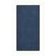 A dark blue sports towel features a smooth texture and includes a logo.