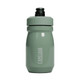 A drink bottle in muted green with a branded logo, featuring an insulated design and secure lid.