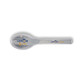 A stainless steel spoon with a blue and yellow logo featuring "LEMON & LIME." The handle is sleek and curved.