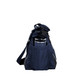 A navy bag with a large drink bottle visible in the front pocket. The bag features a logo and includes an adjustable strap.