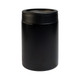 A black drink bottle with a sleek design and a silver interior. It features a logo on one side.