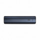 A dark blue power bank with a sleek design and four indicator lights. It has a simple, modern style.