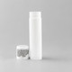 A white lip balm container and a small white cap, featuring an unobtrusive logo.