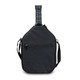 A black pickleball paddle with a padded carrying case featuring a zipper and an adjustable shoulder strap.