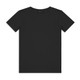 A black youth t-shirt featuring a classic crew neck and short sleeves, with a logo present.
