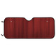 A full colour printed bubble aluminium car sun shade in a vibrant red design, featuring a logo.