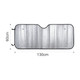 A full colour printed bubble aluminium car sun shade, silver in colour, measuring 130cm by 60cm, with a logo.