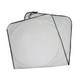 A foldable car shade in white with black trimming, featuring circular cutouts for easy storage.