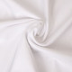 A white fitted banquet chair cover with a smooth, textured fabric, ideal for events and exhibitions.