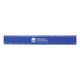 A blue 30cm plastic ruler featuring measurement markings and a logo.