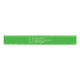 A green plastic ruler measuring 30cm, featuring a logo and printed measurement markings along its edge.