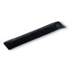 A black velvet pouch with a smooth texture and a subtle sheen. It features a simple design and includes a logo.
