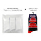 A pack of three pairs of black and red sports socks, with optional custom header card, in biodegradable packaging.