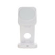 A white 3-in-1 wireless charger featuring a stand and a round charging pad, with a sleek modern design.