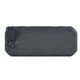 A water-resistant speaker with a rugged design, featuring ports for connectivity.