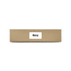 A brown cardboard box with a label on the front. The box is closed and unmarked aside from the label.