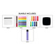 A clear pouch includes a black nail polish, a coloured file set, and a purple bottle of nail treatment.