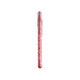 A transparent pen featuring a red maze design and a red ballpoint tip. The pen has a clip and a branding logo.