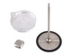 A coffee press system featuring a stainless steel plunger, rubber base, and a transparent lid.